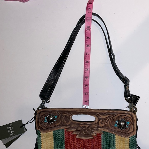 Myra Bag Crossbody West Southwest Rubious Leather Crossbody Bag with Long Fringe - Picture 8 of 16